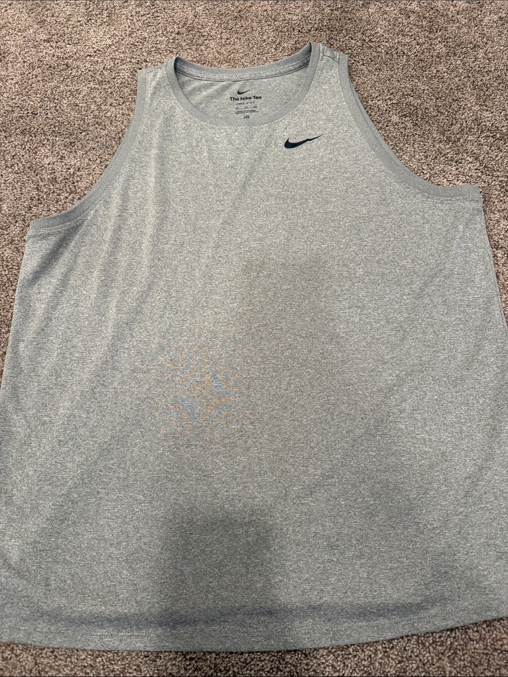 Nike Men’s Light Gray Performance Swim Tank with Navy Swoosh